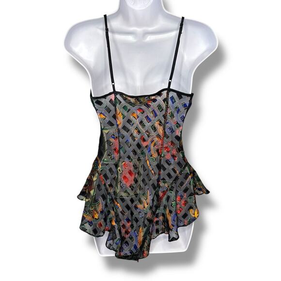 VTG Victoria's Secret Gold Label Chemise Bodysuit Small Floral Sheer Lingerie - Picture 5 of 10